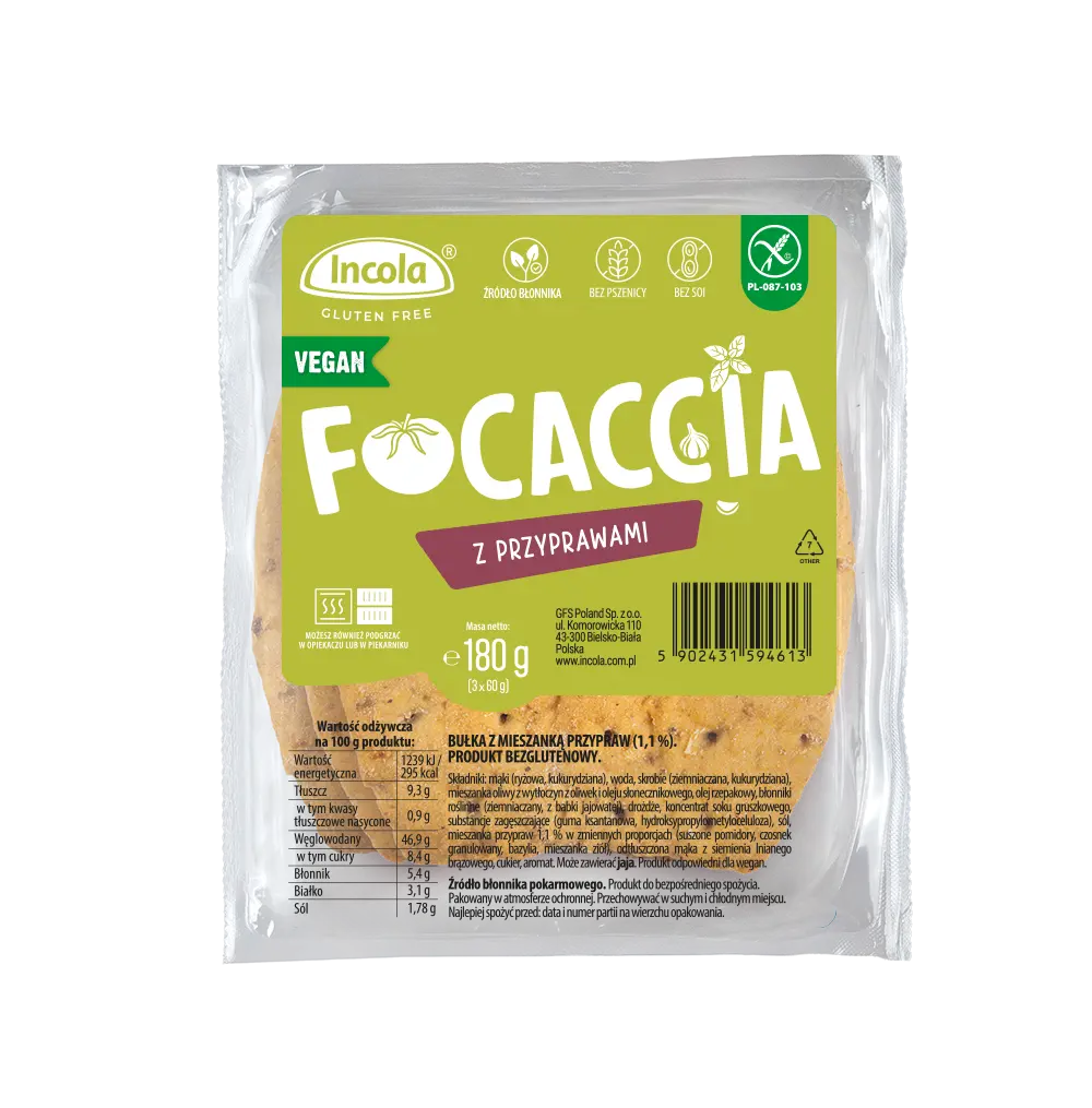 Focaccia χωρίς Γλουτένη - Incola